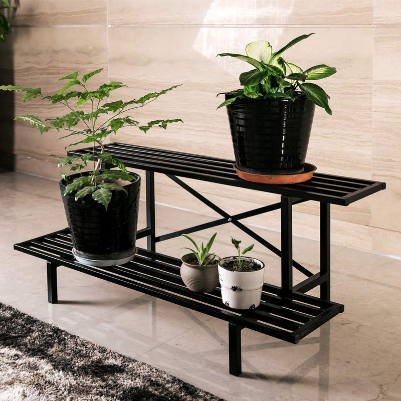 Zhongma 2 Tier Sturdy Metal Plant Stand Heavy Duty Plant Holder for Home Indoor and Outdoor, L35.43 x W17.5 x H14 inch, 440 LBS Capacity & Heavy Duty Construction. - Image 5