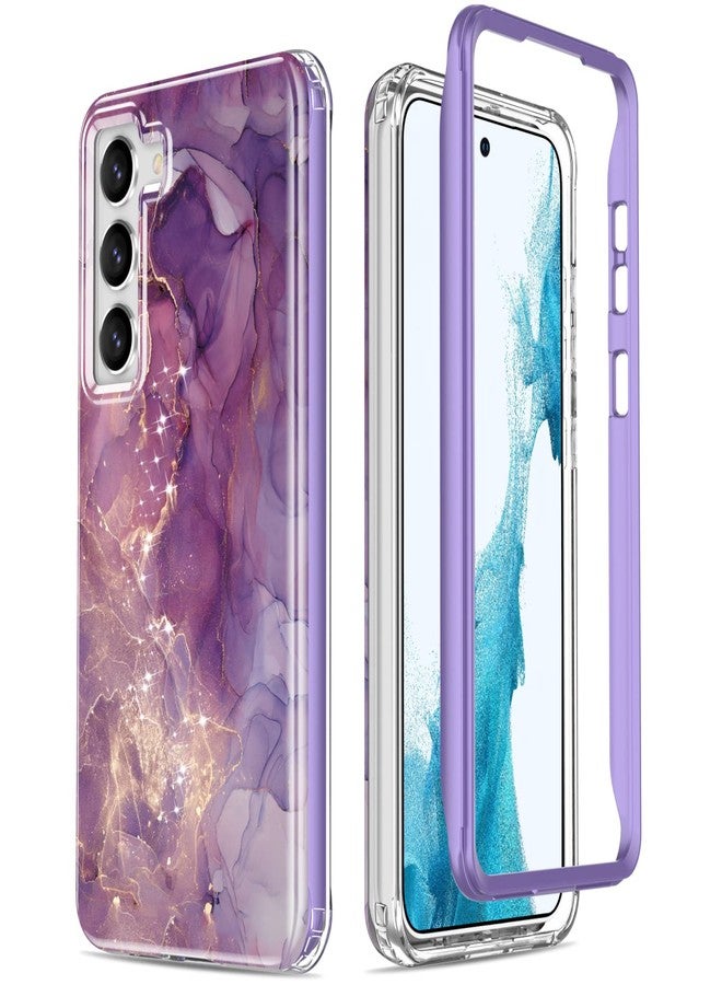 Esdot for Samsung Galaxy S23 Case,Military Grade Passing 21ft Drop Test,Rugged Cover with Fashionable Designs for Women Girls,Protective Phone Case for Galaxy S23 6.1" Glitter Purple Marble - Image 1