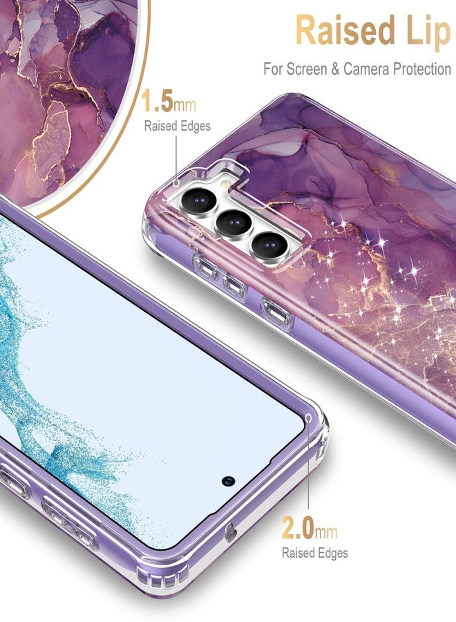 Esdot for Samsung Galaxy S23 Case,Military Grade Passing 21ft Drop Test,Rugged Cover with Fashionable Designs for Women Girls,Protective Phone Case for Galaxy S23 6.1" Glitter Purple Marble - Image 3