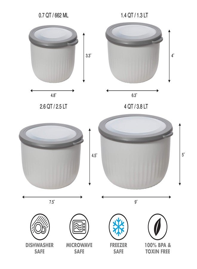 Oggi Prep, Store & Serve Plastic Bowl w/See-Thru Lid- Dishwasher, Microwave & Freezer Safe, (4 qt) Lt Gray w/Dk Gray Lid - Image 5