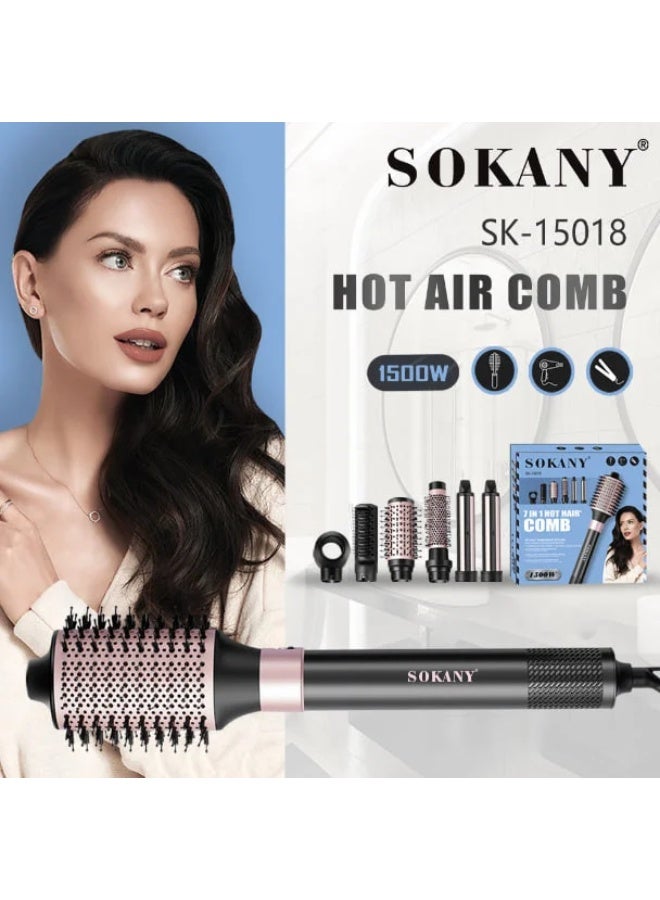 sokany SK-15018 7 in 1 Professional Hot Air Portable Electric Hair Straightener Brush - Image 2