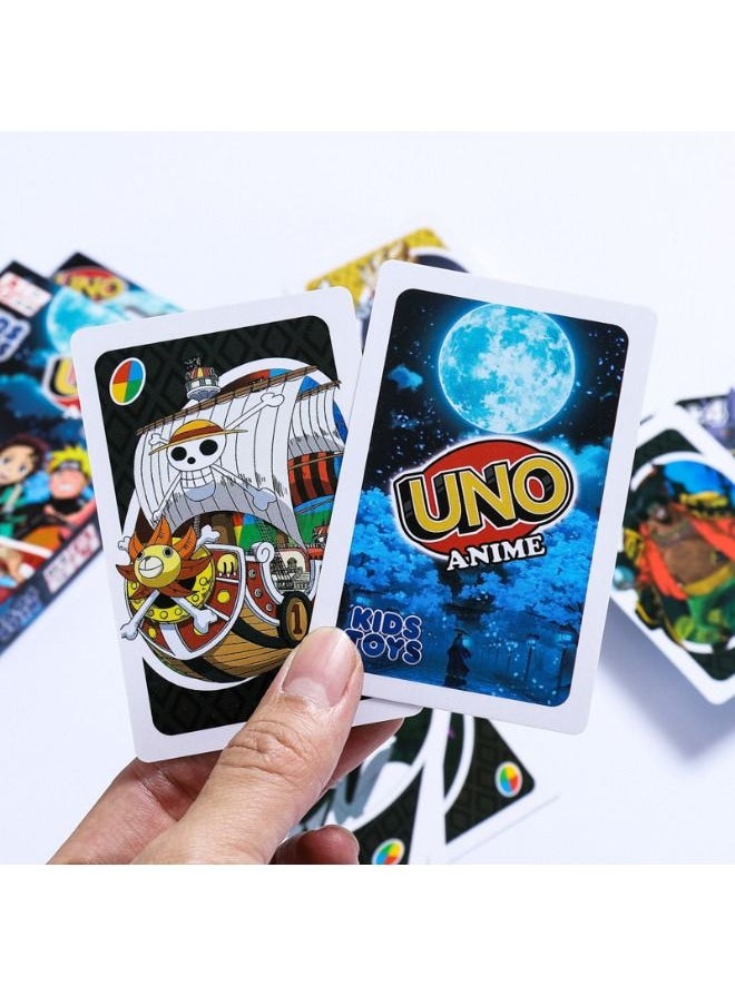 Kids Toys - Anime UNO Card Game, Anime Character Themed Collector Deck 112 Cards with Character Images, Including One Piece, Naruto, Dragon Ball, Demon Slayer 4 styles, Gift for Kid, Family and Adult Game Night - Image 1