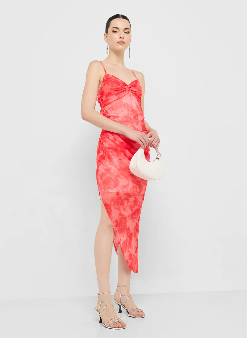 جينجر Floral Asymmetrical Dress