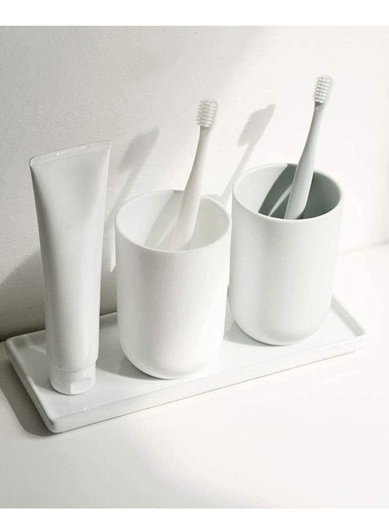 KASTWAVE Ceramic Tray for Kitchen Sink, Ceramic Vanity Toothbrush Tray, Small Tray for Bathroom Countertop Jewelry, Perfume, Cosmetics Towel Holder for Decoration Bathroom, Kitchen, Counter, Restroom - Image 4