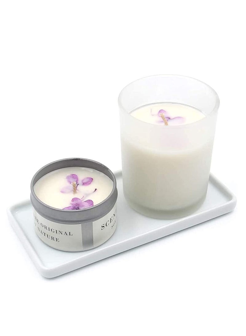 KASTWAVE Ceramic Tray for Kitchen Sink, Ceramic Vanity Toothbrush Tray, Small Tray for Bathroom Countertop Jewelry, Perfume, Cosmetics Towel Holder for Decoration Bathroom, Kitchen, Counter, Restroom - Image 3