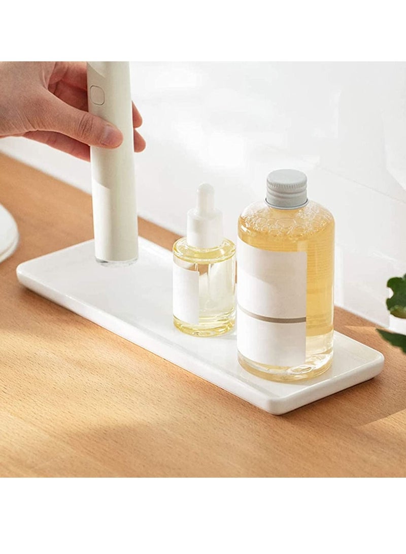 KASTWAVE Ceramic Tray for Kitchen Sink, Ceramic Vanity Toothbrush Tray, Small Tray for Bathroom Countertop Jewelry, Perfume, Cosmetics Towel Holder for Decoration Bathroom, Kitchen, Counter, Restroom - Image 5