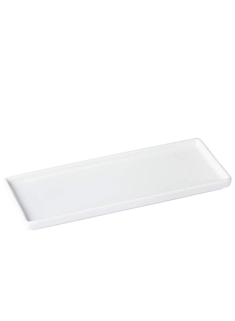 KASTWAVE Ceramic Tray for Kitchen Sink, Ceramic Vanity Toothbrush Tray, Small Tray for Bathroom Countertop Jewelry, Perfume, Cosmetics Towel Holder for Decoration Bathroom, Kitchen, Counter, Restroom - Image 1