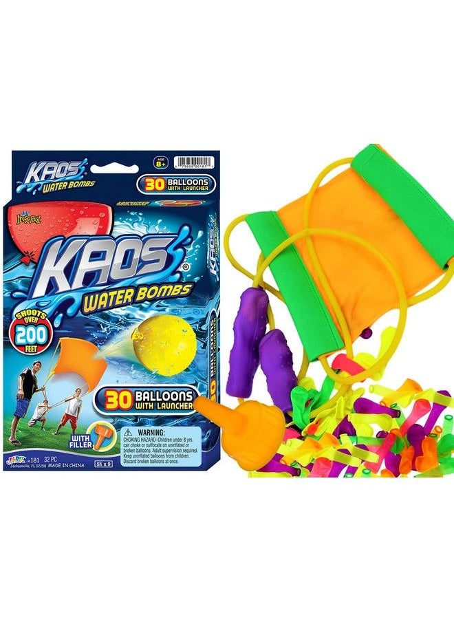Ja-Ru Kaos Water Balloon Launcher, Water Balloon Slingshot, 30 Colorful Water Balloons & Rapid Water Injection Tool For Kids And Adults, (1 Pack) 200 Feet Range Water Bomb Sling Shot Set. 1811  - Image 2