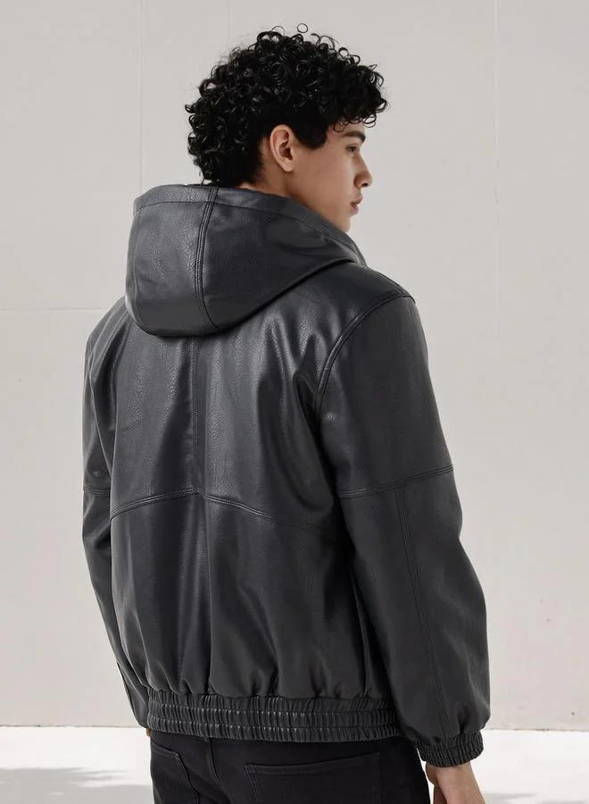 Lee Cooper  Lee Cooper Men Regular Fit Hooded Bomber Jacket for Men | Best Price UAE