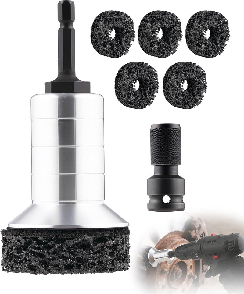 FAITIO Wheel Brake Hub Cleaning Disc,Cleaner Resurfacing Tool Metel Hub Drill Brush Attachments for Rust Remover Wheel Bolt Stud Cleaner Fits Power Drill or 1/2" Impact Driven Wrenches for Brake Rotors Hubs - Image 1