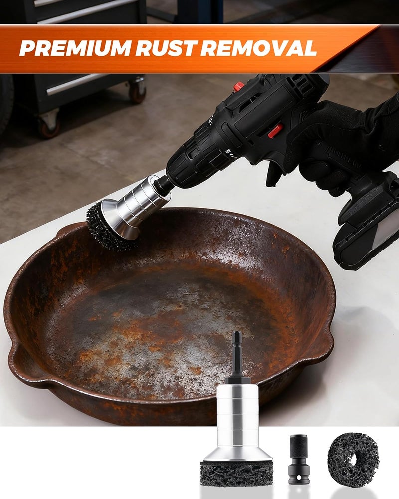 FAITIO Wheel Brake Hub Cleaning Disc,Cleaner Resurfacing Tool Metel Hub Drill Brush Attachments for Rust Remover Wheel Bolt Stud Cleaner Fits Power Drill or 1/2" Impact Driven Wrenches for Brake Rotors Hubs - Image 5