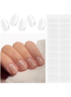 EBANKU EBANKU Semi Cured Gel Nail Strips, 20PCS Clear UV Gel Nail Stickers Transparent Gel Nail Wraps for Home Nail DIY Salon-Quality Nail Strips with Nail File, Nail Stick- UV Light Required 