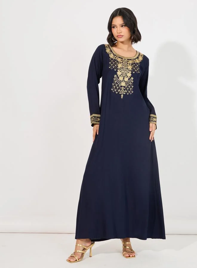ستايلي Embroidered Round Neck A-Line Jalabiya