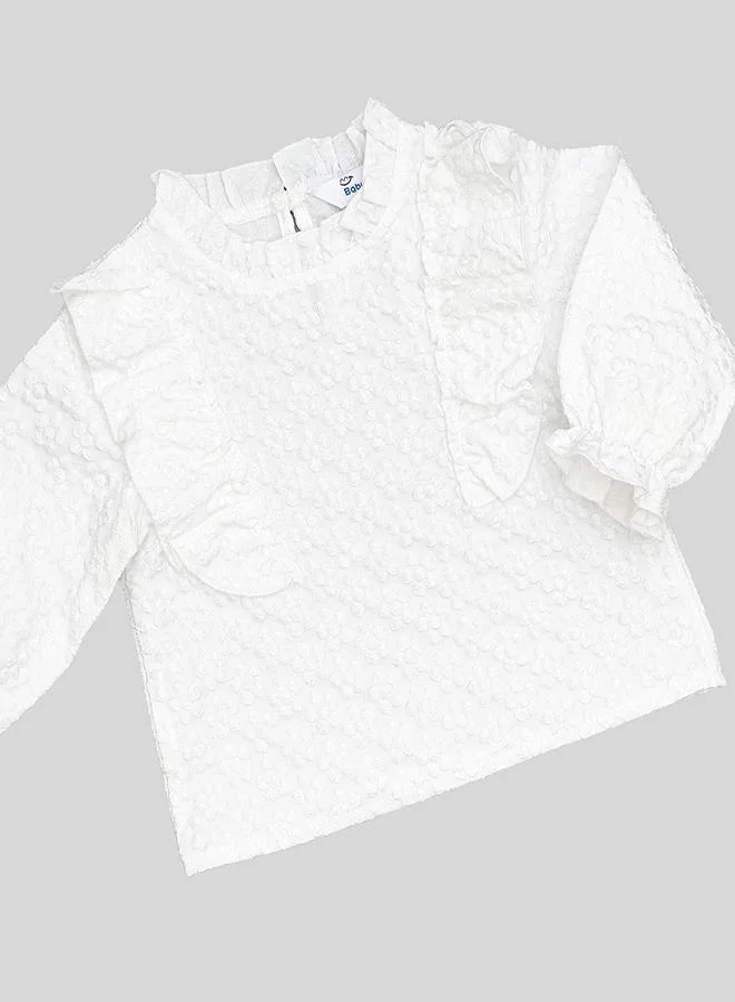 babyqlo White Ruffle Top With Hot Pink Bow Shorts