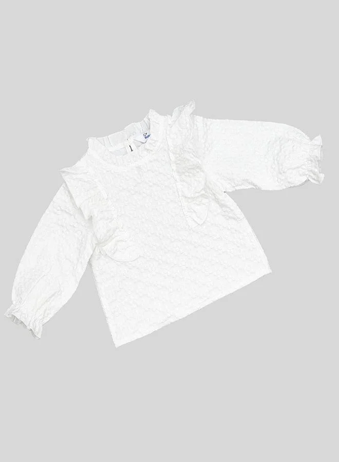 babyqlo White Ruffle Top With Hot Pink Bow Shorts
