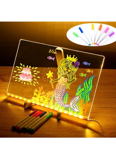 Led Note Board With Colors, Light Up Acrylic Message Board, Glowing Acrylic Dry Erase Board With Light, Led Boards To Write On, Led Writing Board Led Drawing Board (11.8 * 7.9In)