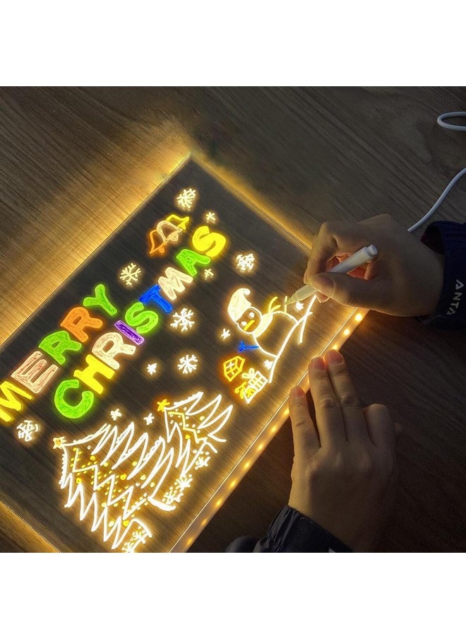 Led Note Board With Colors, Light Up Acrylic Message Board, Glowing Acrylic Dry Erase Board With Light, Led Boards To Write On, Led Writing Board Led Drawing Board (11.8 * 7.9In)