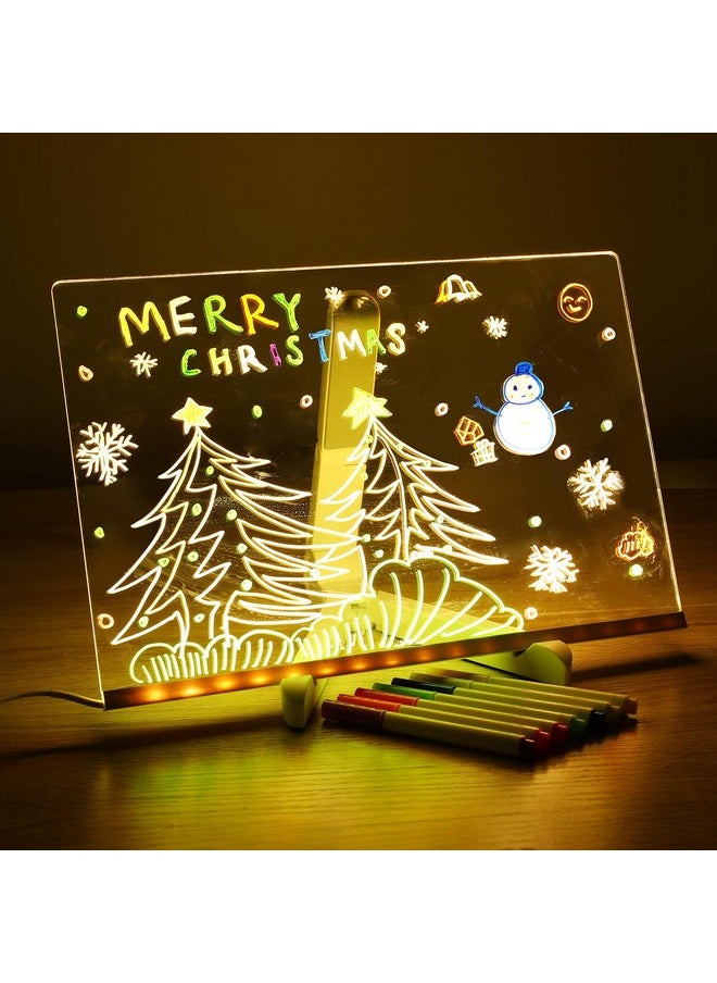 Led Note Board With Colors, Light Up Acrylic Message Board, Glowing Acrylic Dry Erase Board With Light, Led Boards To Write On, Led Writing Board Led Drawing Board (11.8 * 7.9In)