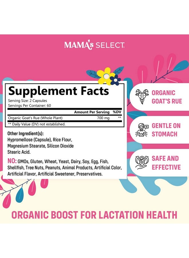 Mama's Select Organic Goat’s Rue Capsules for Breast Milk Production - Non-GMO, Vegan, Gluten- Free Lactation Support Supplement - Safe & Effective for Nursing Moms - Third-Party Tested - Image 2