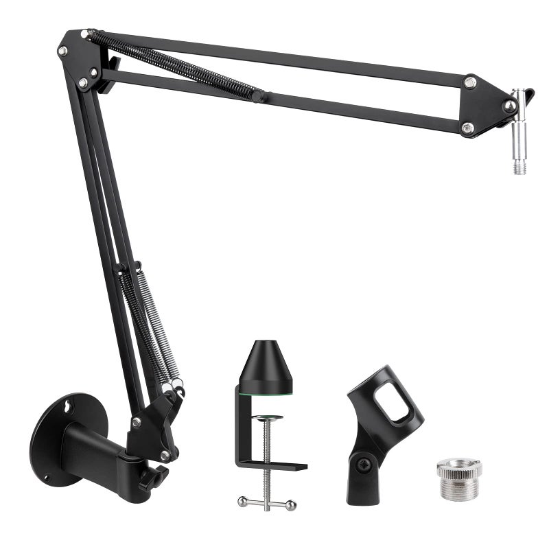 SUNMON Microphone Wall Mount and Metal Table Mounting Clamp, Universal Microphone Boom Arm Stand Compatible with HyperX QuadCast, Blue Yeti, Blue Snowball, Shure SM58 Microphone - Image 1