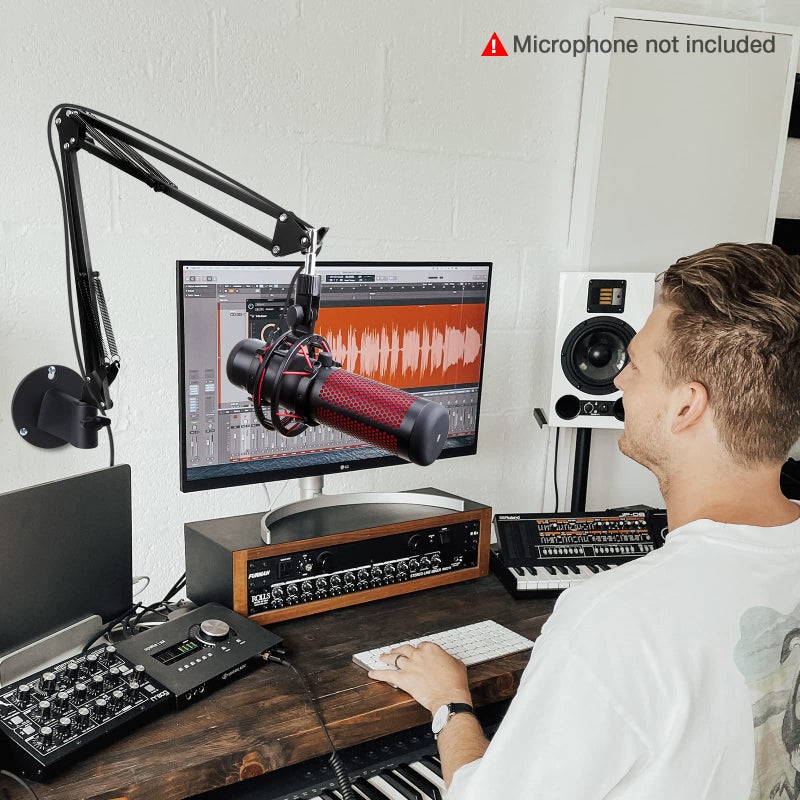 SUNMON Microphone Wall Mount and Metal Table Mounting Clamp, Universal Microphone Boom Arm Stand Compatible with HyperX QuadCast, Blue Yeti, Blue Snowball, Shure SM58 Microphone - Image 5