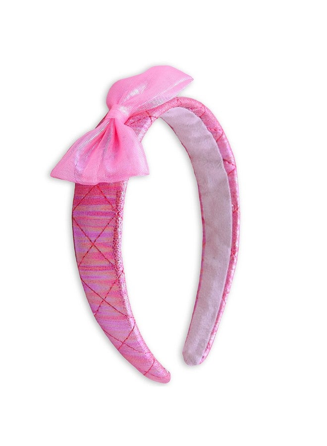 FROG SAC Pink Bow Headband For Girls Iridescent Wide Head Band For Kids Hair Accessories Toddler Little Girl Hairband Cute Quilted Headbands For Toddlers - Image 2