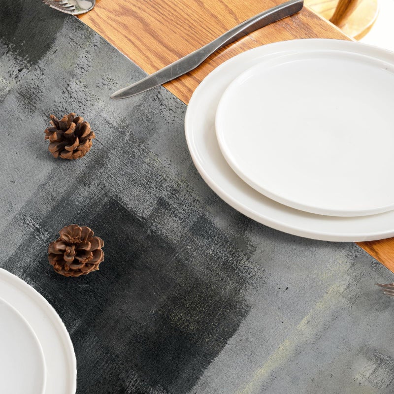 Winotic Black Grey Watercolor Table Runner 72 Inches Long, Art Abstract Modern Table Runners for Seasonal Decor Party Kitchen Dining Coffee Table Wedding Home, Machine Washable(13"x72", Black Grey) - Image 5