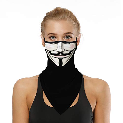 YAYOUREL Halloween Scary Hacker Mask Halloween Skeleton Bandana Neck Gaiter Face Mask Covering Ear Loop Hole Triangle Bandanas for Men Women Summer UV Face Scarf Mask Cover for Fishing - Image 2