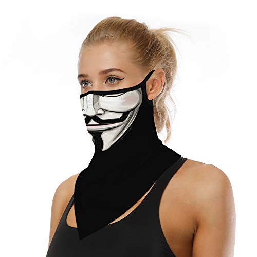 YAYOUREL Halloween Scary Hacker Mask Halloween Skeleton Bandana Neck Gaiter Face Mask Covering Ear Loop Hole Triangle Bandanas for Men Women Summer UV Face Scarf Mask Cover for Fishing - Image 3