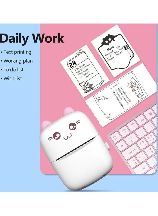 Mini Portable No-Ink Thermal Printer Pink/White  - Image 4