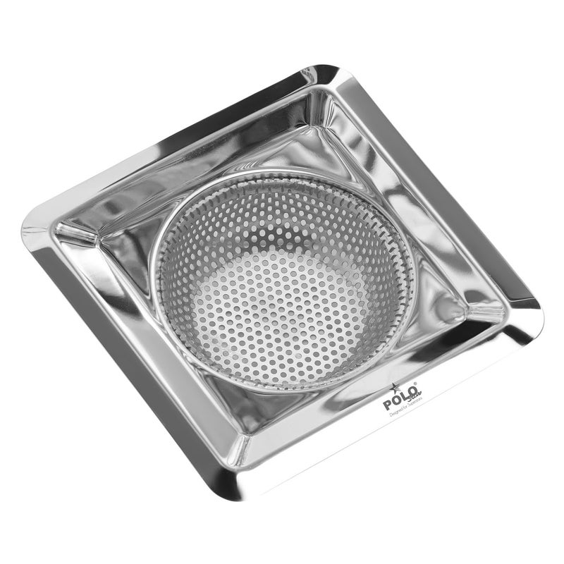 POLOSTAR Polo Star Sink Strainer Kitchen and Bathroom Drain Cover, with Fine Mesh Design, Square Shape, SS Basket Filter Stopper Drainer Stainless Steel, Debris Vegetable Hair Filter, Pack of 1 - Image 2