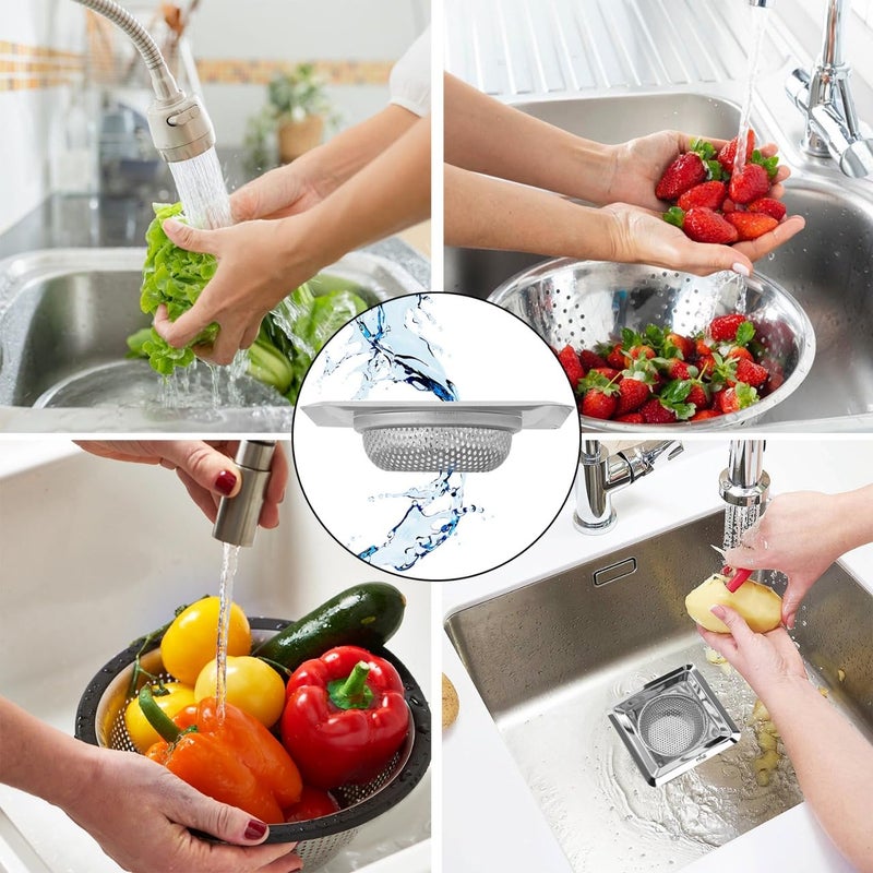 POLOSTAR Polo Star Sink Strainer Kitchen and Bathroom Drain Cover, with Fine Mesh Design, Square Shape, SS Basket Filter Stopper Drainer Stainless Steel, Debris Vegetable Hair Filter, Pack of 1 - Image 5