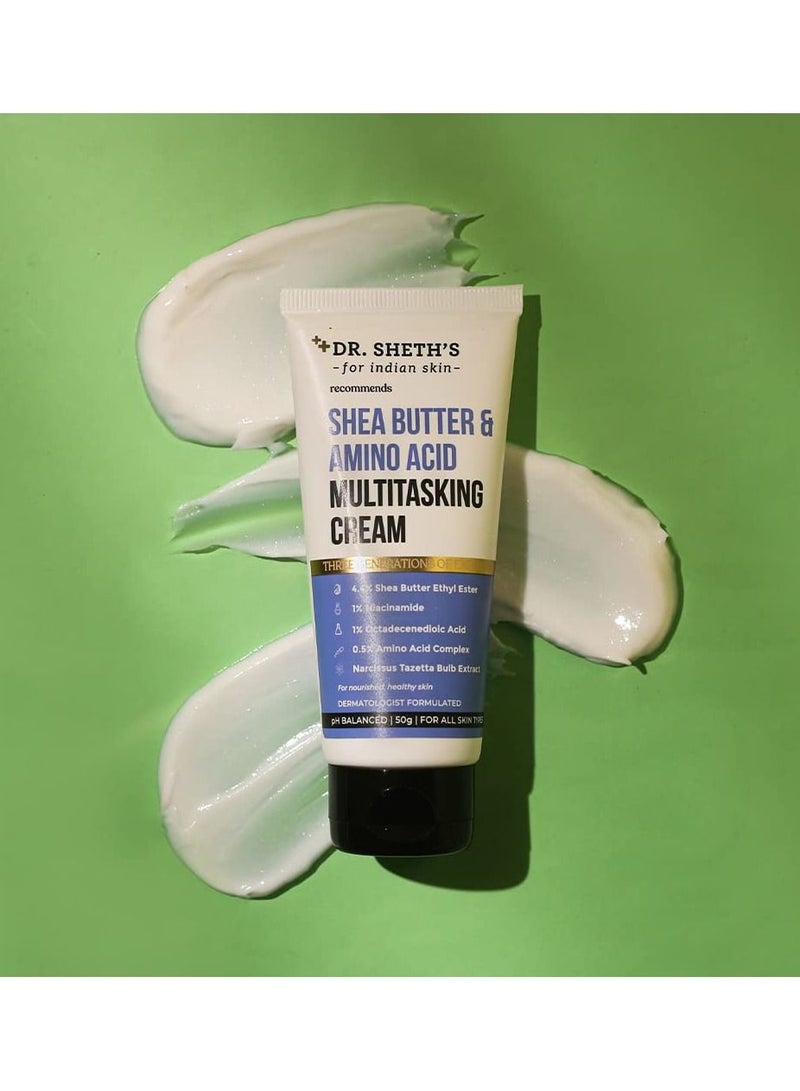 Dr. Sheth's Shea Butter & Amino Acid Multitasking Face Cream With 1% Niacinamide 1% Octadecenoic Acid 50gm - Image 3