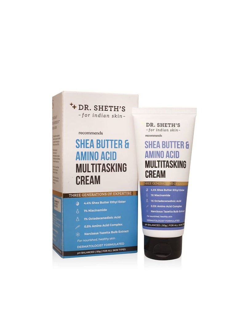 Dr. Sheth's Shea Butter & Amino Acid Multitasking Face Cream With 1% Niacinamide 1% Octadecenoic Acid 50gm - Image 1