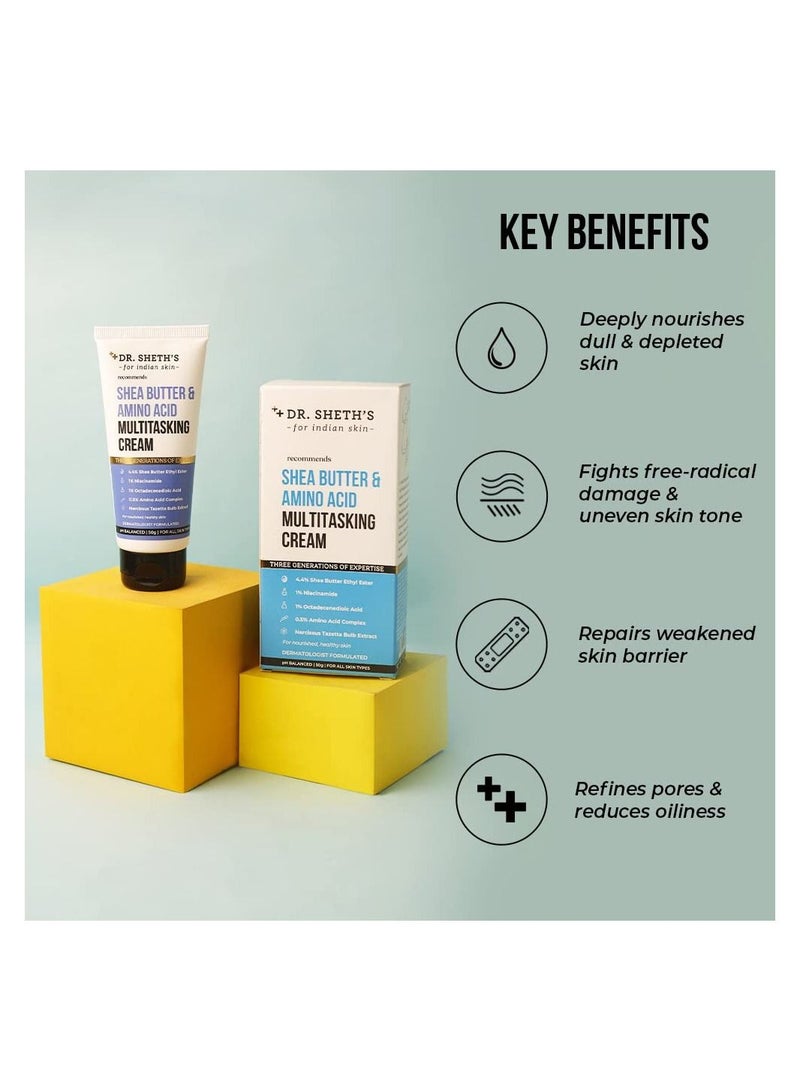 Dr. Sheth's Shea Butter & Amino Acid Multitasking Face Cream With 1% Niacinamide 1% Octadecenoic Acid 50gm - Image 2