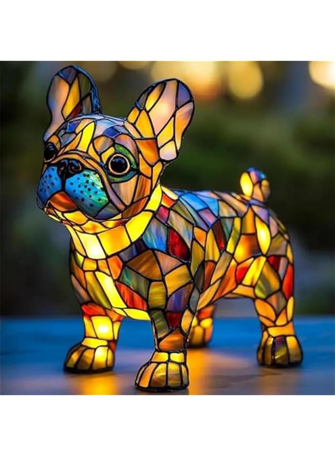 Dachshund Lamp, French Bulldog Lamp, Artistic Night Light Dog Series, LED Decorative Lights for Pets, Vintage Color Resin with USB ChargingSuitable for Various Scenarios (A)  - Image 1