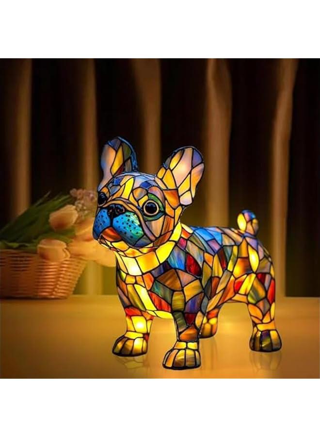 Dachshund Lamp, French Bulldog Lamp, Artistic Night Light Dog Series, LED Decorative Lights for Pets, Vintage Color Resin with USB ChargingSuitable for Various Scenarios (A)  - Image 2