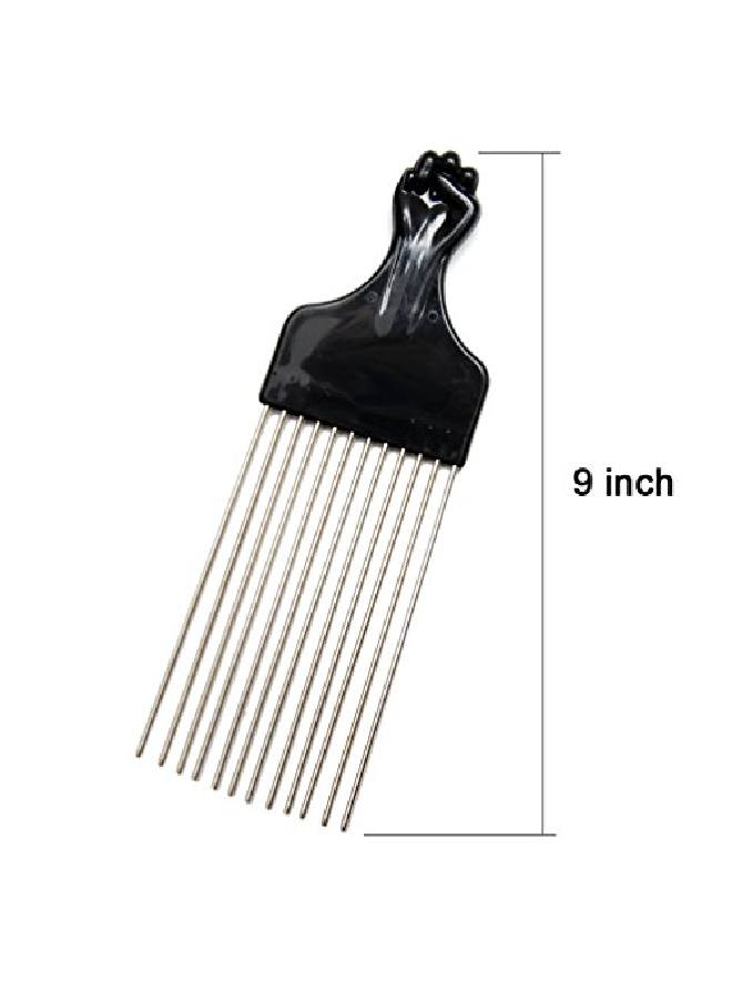 Luxxii (2 Pack) 9" Long Black Fist Metal Afro Pick Lift Hair Comb Detangle Wig Braid Hair Man Styling Comb - Image 4