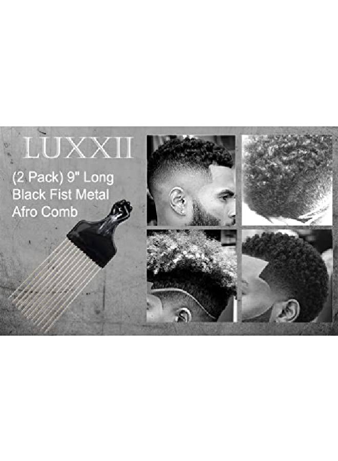 Luxxii (2 Pack) 9" Long Black Fist Metal Afro Pick Lift Hair Comb Detangle Wig Braid Hair Man Styling Comb - Image 3