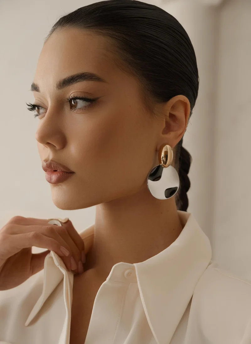 ليتشي أقراط ضخمة من معدنين