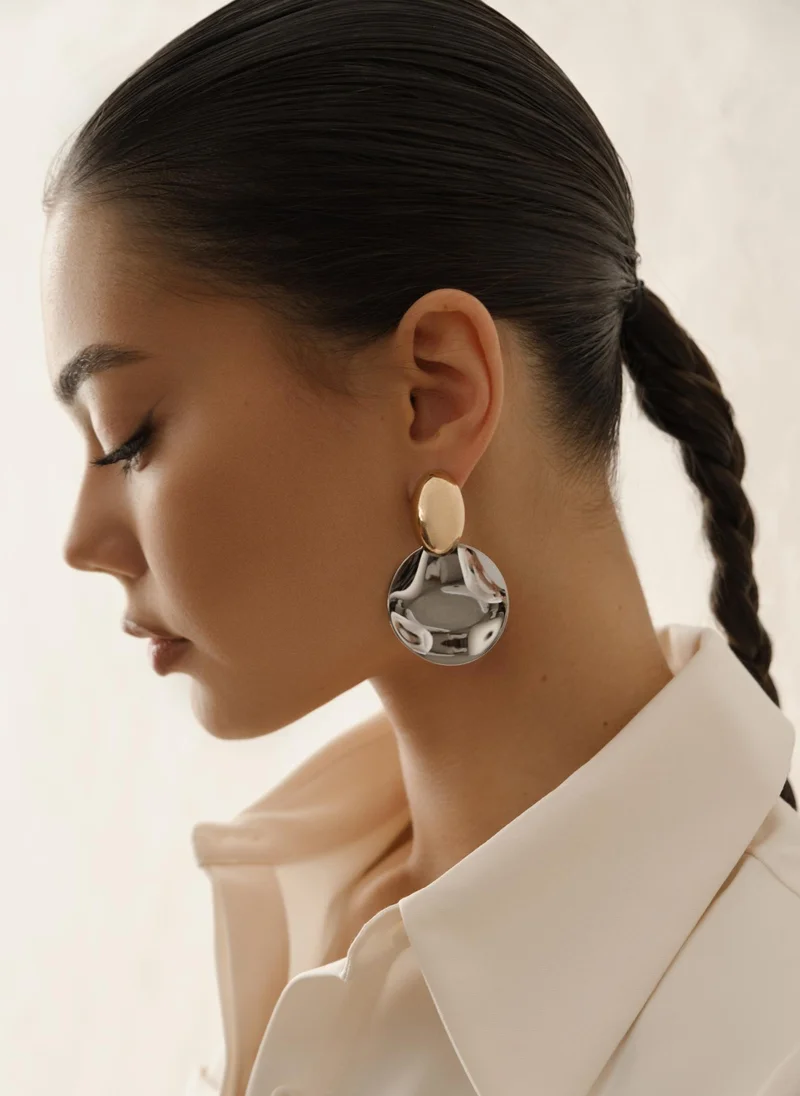 ليتشي أقراط ضخمة من معدنين