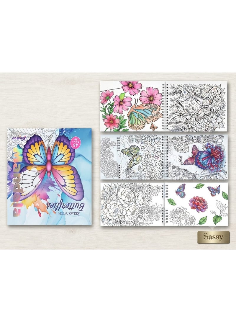 Mandala Mini Mandala Coloring Book 16 x 16 cm, 24 Sheets with 48 Coloring Pages, Girls Coloring Book for Kids and Adults, Floral, Butterfly, Fashion and Decorative Designs, Mini Coloring Book, Drawing & Coloring, Art & Craft Activity Book, Spiral Bound Coloring Book for Home, Travel, Creative Activities and Gifts - Image 3