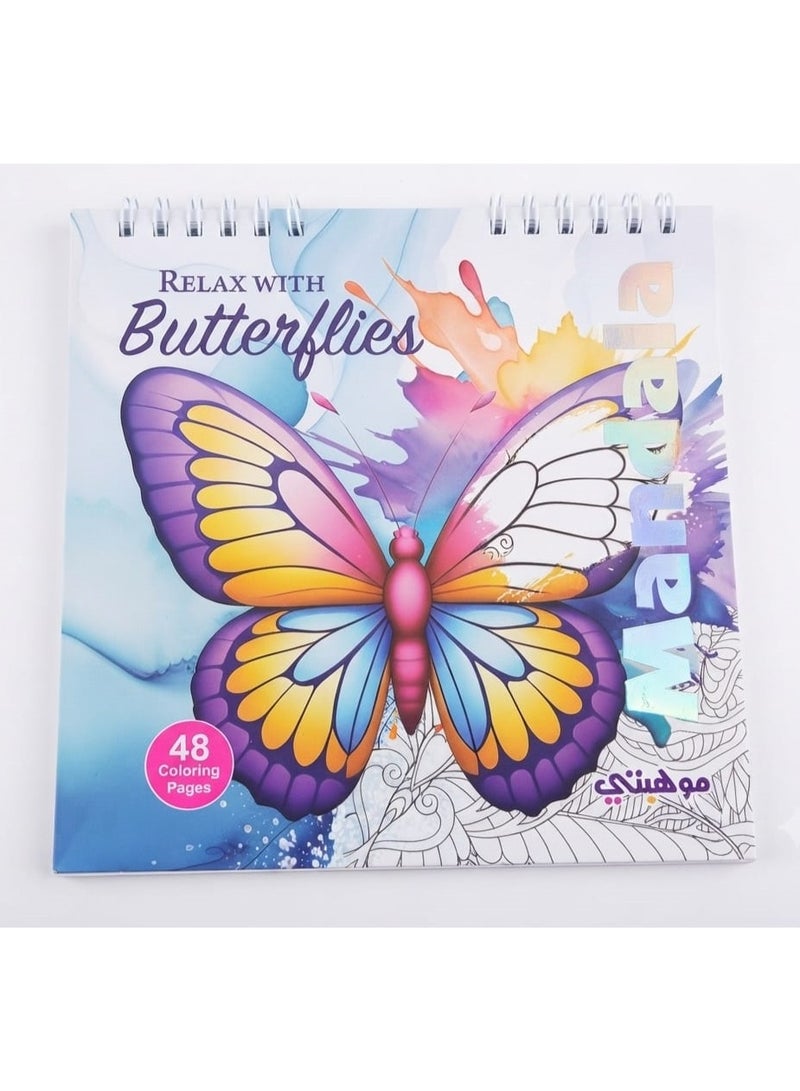 Mandala Mini Mandala Coloring Book 16 x 16 cm, 24 Sheets with 48 Coloring Pages, Girls Coloring Book for Kids and Adults, Floral, Butterfly, Fashion and Decorative Designs, Mini Coloring Book, Drawing & Coloring, Art & Craft Activity Book, Spiral Bound Coloring Book for Home, Travel, Creative Activities and Gifts - Image 1