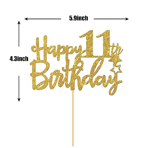 Maicaiffe Gold Glitter Happy 11th Birthday Cake Topper 11 Sign Cake Topper Cheers to 11 Years Party Supplies 11th Birthday Party Decoration - Image 5