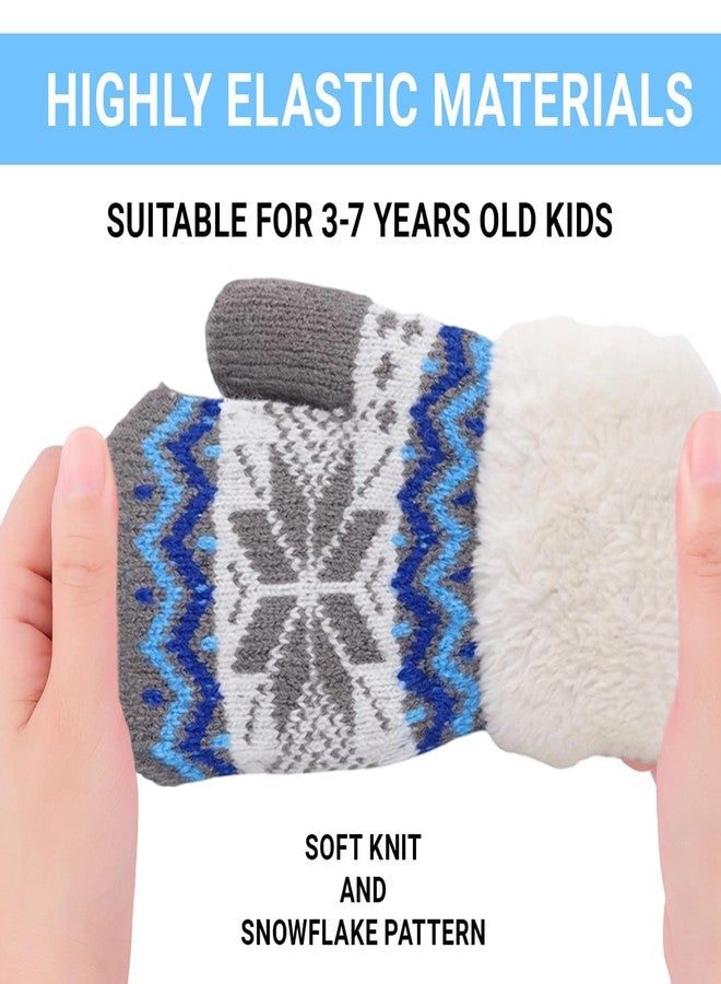 Eohak Girls Boys Winter Knit Mittens Double Layer Warm Gloves Cold Weather Knitted Mittens for 3-7 Years - Image 4