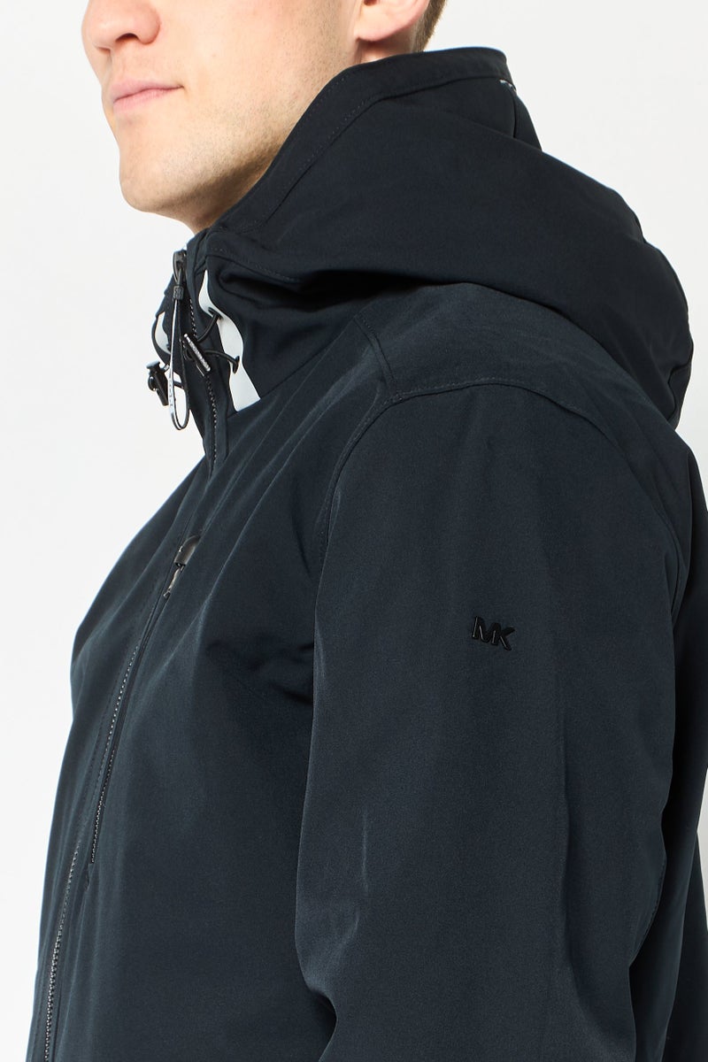 Michael Kors Men Hooded Brand Logo Soft Shell Jacket, Black - Image 3
