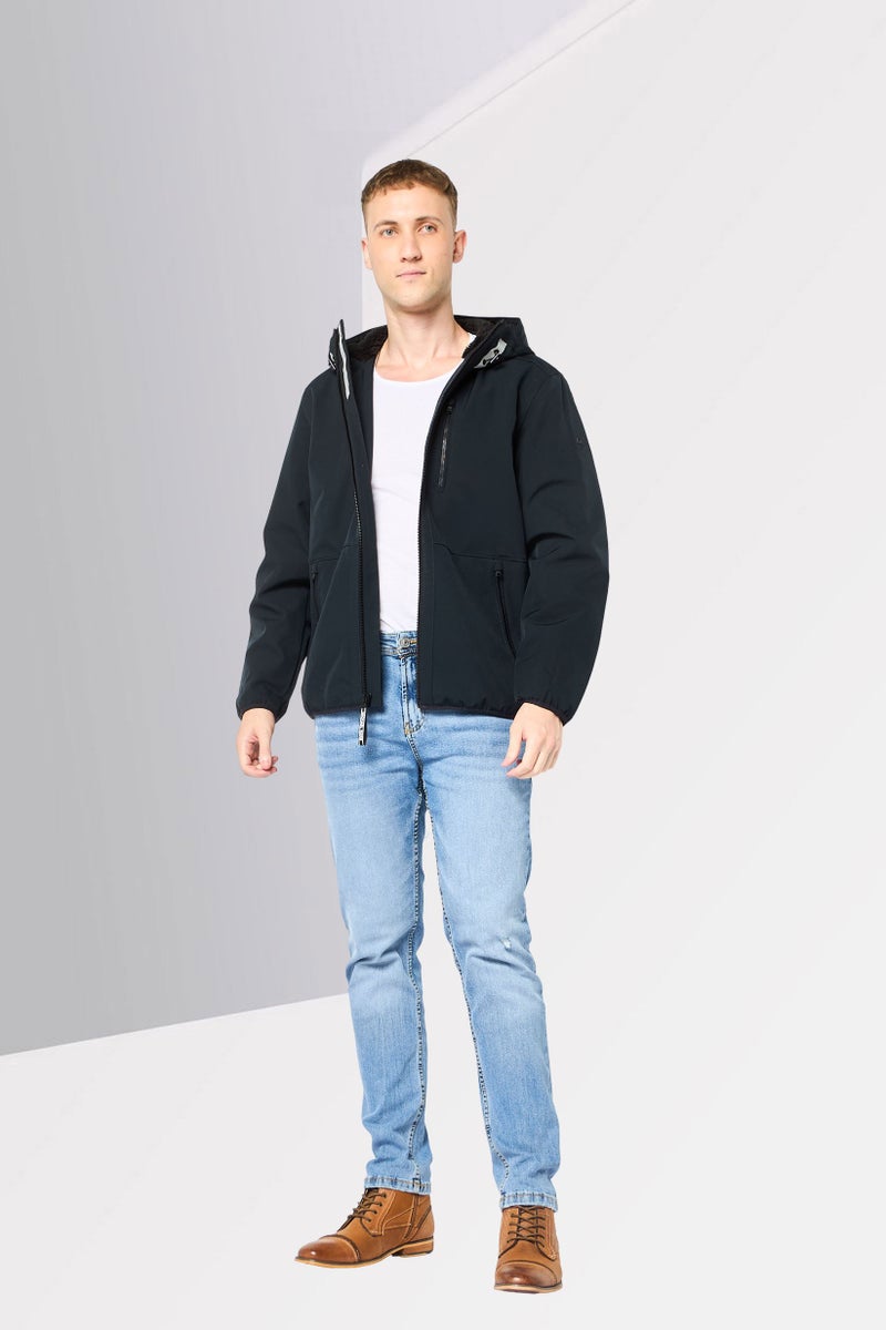 Michael Kors Men Hooded Brand Logo Soft Shell Jacket, Black - Image 4