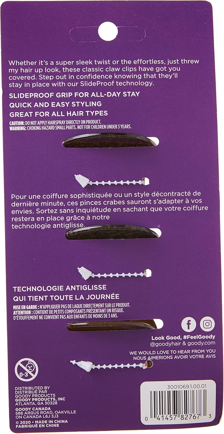 Goody Large Claw Clips Set - Assorted Brown Colors for Thick Hair - Image 2
