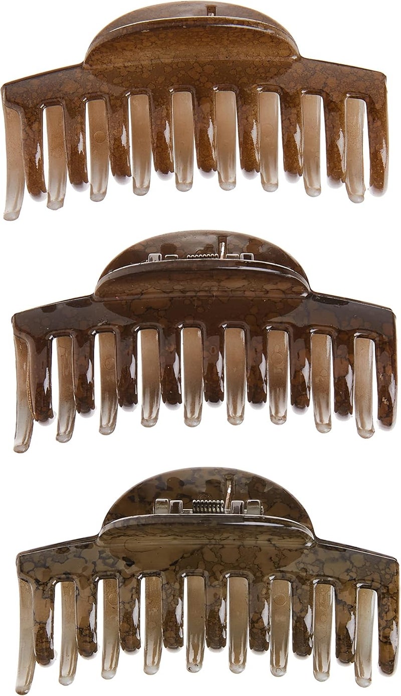 Goody Large Claw Clips Set - Assorted Brown Colors for Thick Hair - Image 5