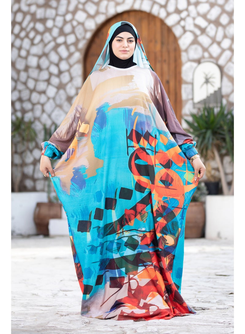 SATR HIJABI Vibrant Multicolor Printed Isdal – Elegant Modest Prayer Wear for Women - Image 2